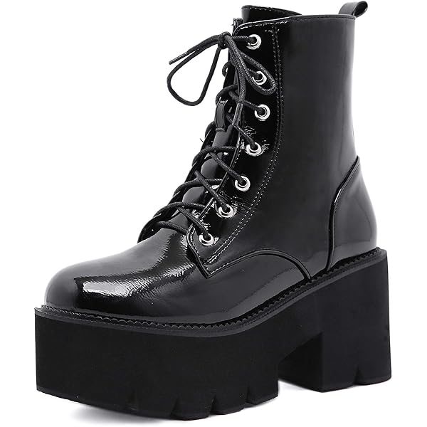 Amazon.com | GooMaShoes Women's Goth Black Chunky Platform